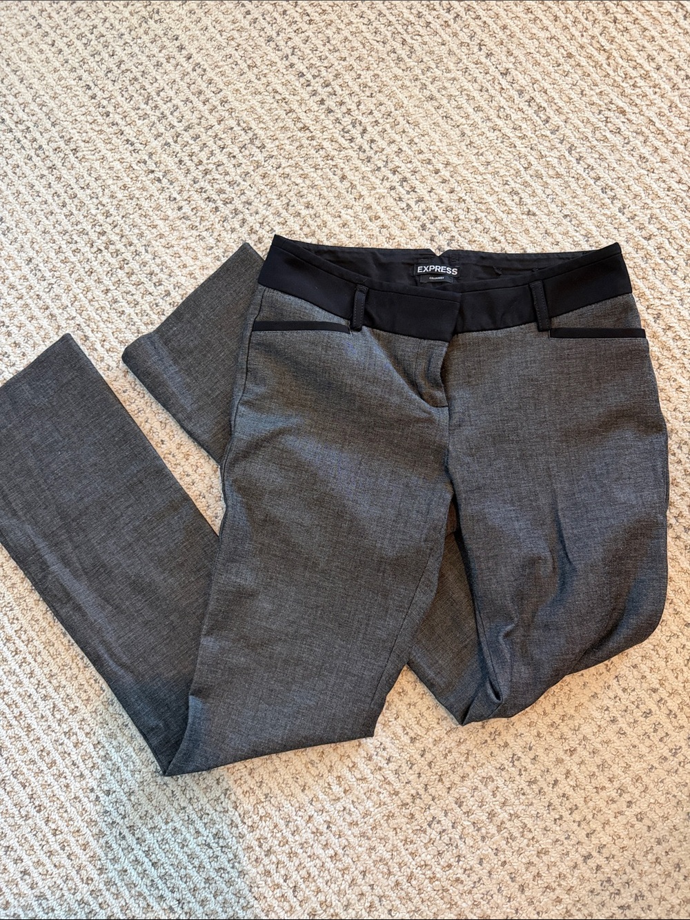 Express Gray columnist pants with Black Waistband size 2R